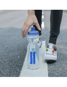 Bidon rowerowy rockbros 750 ml - przezroczysty z niebieskim ustnikiem 2