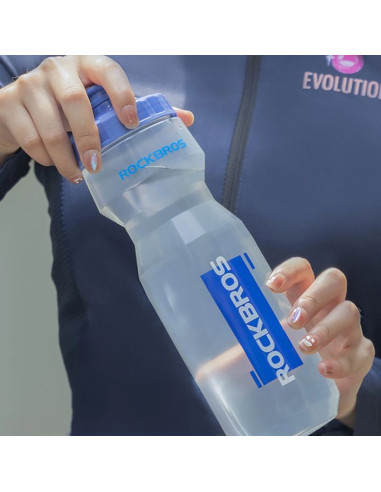 Bidon rowerowy rockbros 750 ml - przezroczysty z niebieskim ustnikiem