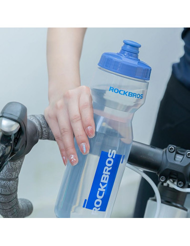 Bidon rowerowy rockbros 750 ml - przezroczysty z niebieskim ustnikiem