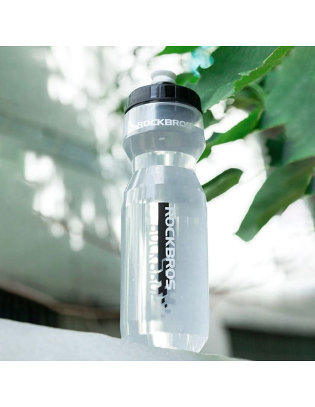 Bidon rowerowy rockbros 750 ml - przezroczysty z czarnym ustnikiem