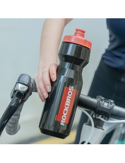 Bidon rowerowy rockbros 750 ml - przezroczysto-czarny z czerwonym ustnikiem 2