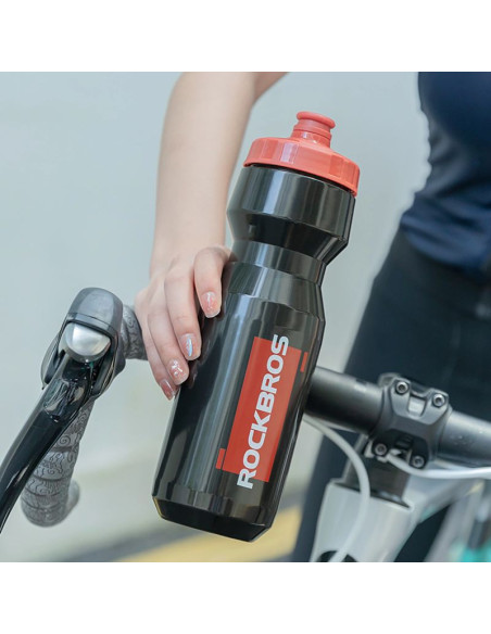 Bidon rowerowy rockbros 750 ml - przezroczysto-czarny z czerwonym ustnikiem