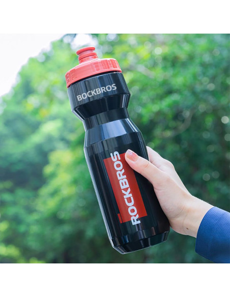 Bidon rowerowy rockbros 750 ml - przezroczysto-czarny z czerwonym ustnikiem