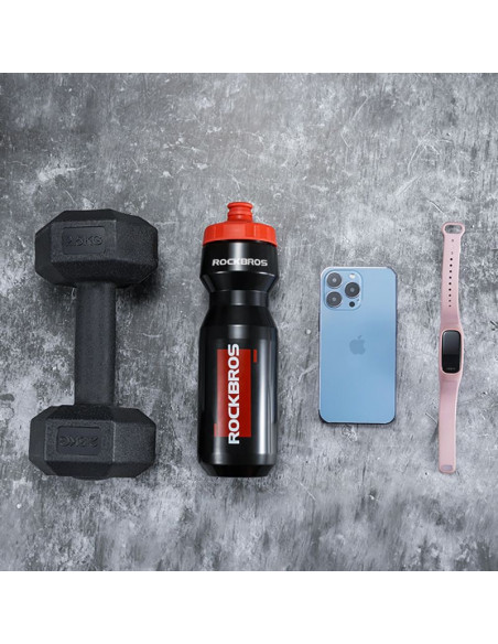 Bidon rowerowy rockbros 750 ml - przezroczysto-czarny z czerwonym ustnikiem