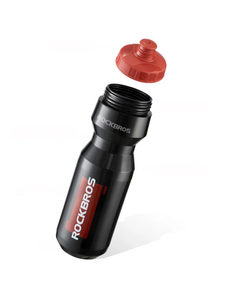 Bidon rowerowy rockbros 750 ml - przezroczysto-czarny z czerwonym ustnikiem