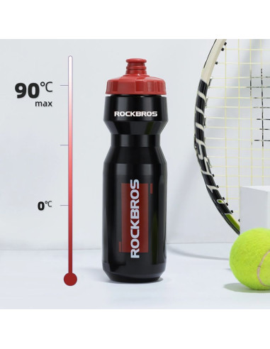 Bidon rowerowy rockbros 750 ml - przezroczysto-czarny z czerwonym ustnikiem