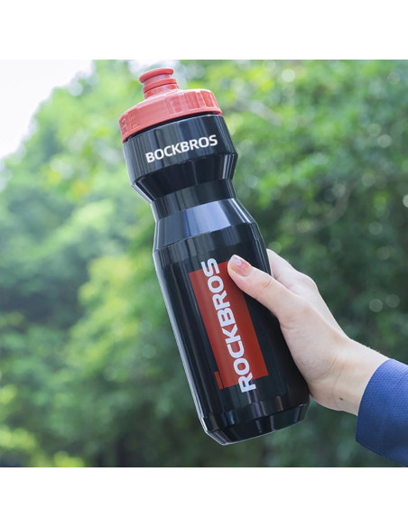 Bidon rowerowy rockbros 750 ml - przezroczysto-czarny z czerwonym ustnikiem