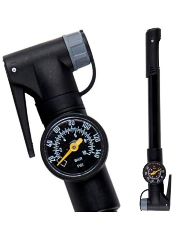 Pompka rowerowa mini z manometrem 120psi (8bar) czarna dunlop