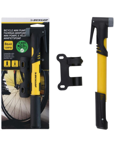 Pompka rowerowa mini 120psi (8bar) dunlop żółta