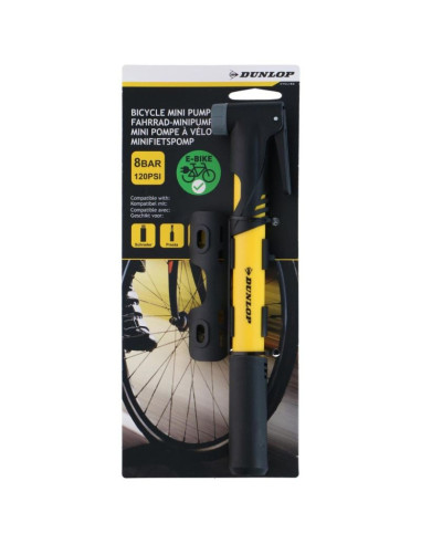 Pompka rowerowa mini 120psi (8bar) dunlop żółta