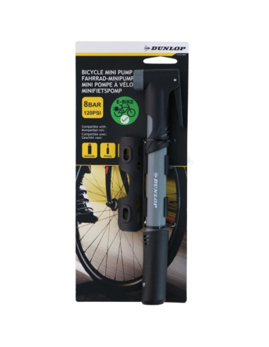 Pompka rowerowa mini 120psi (8bar) dunlop szara