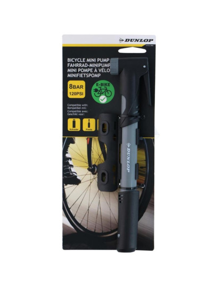 Pompka rowerowa mini 120psi (8bar) dunlop szara