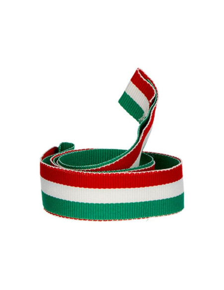 Wstążka 20 mm - zielono - biało - czerwona