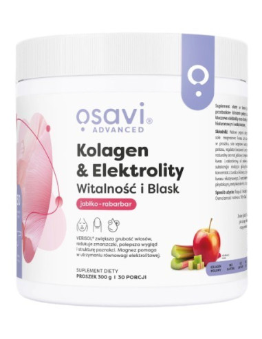 Kolagen I Elektrolity Witalność I Blask, Jabłko-Rabarbar (300 G)