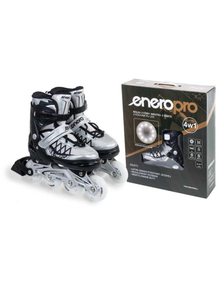 Łyżworolki-wrotki-łyżwy 4w1 enero pro led 34-37 szare