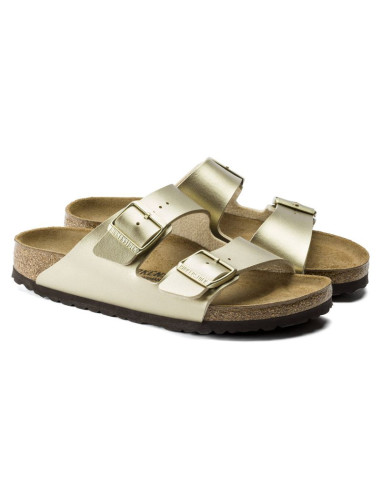 Klapki damskie birkenstock arizona birko-flor gold złote regular szerokie (1016110)