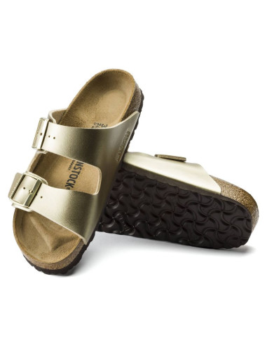 Klapki damskie birkenstock arizona birko-flor gold złote regular szerokie (1016110)