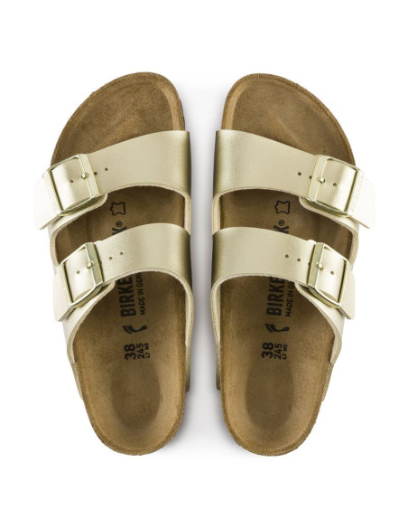 Klapki damskie birkenstock arizona birko-flor gold złote regular szerokie (1016110)