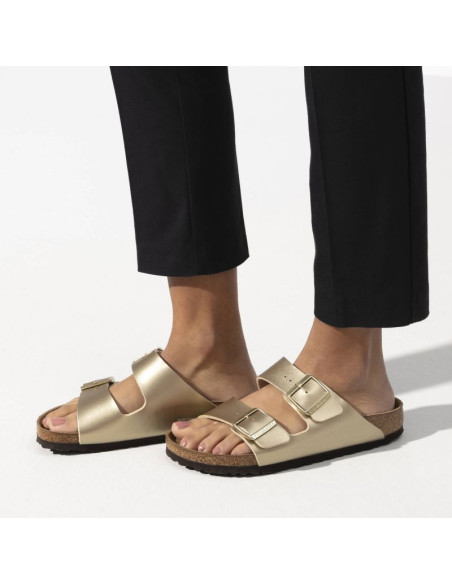 Klapki damskie birkenstock arizona birko-flor gold złote regular szerokie (1016110)