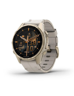Garmin fenix 8 43mm amoled sapphire tytan soft gold ze skórzanym paskiem limestone