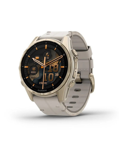 Garmin fenix 8 43mm amoled sapphire tytan soft gold ze skórzanym paskiem limestone