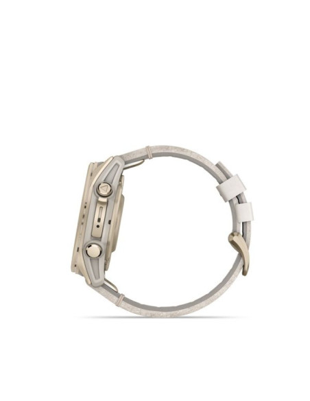 Garmin fenix 8 43mm amoled sapphire tytan soft gold ze skórzanym paskiem limestone
