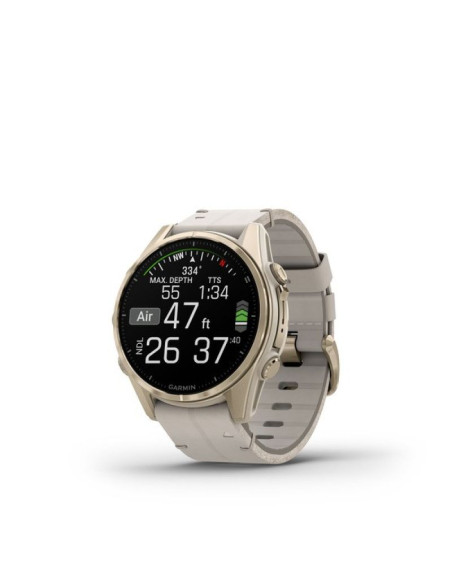 Garmin fenix 8 43mm amoled sapphire tytan soft gold ze skórzanym paskiem limestone