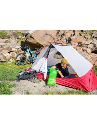 Msr hubba hubba bikepack 1 os. zielony, czerwony, biały namiot trójkątny