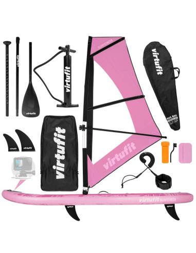 Virtufit deska sup surfer 305 z żaglem i akcesoriami różowy