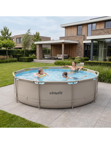 Virtufit okrągły basen 366 cm z pompą filtrującą beżowy