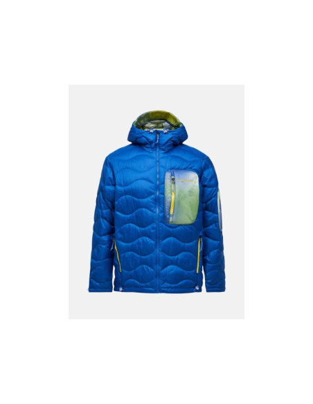 Kurtka puchowa męska peak performance m helium aop utility down hood kolor niebieski