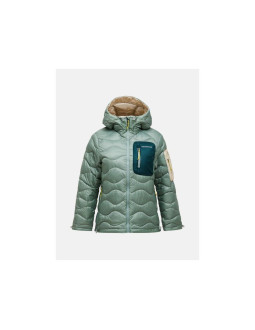 Kurtka damska puchowa peak performance w helium utility down hood jacket kolor zielony
