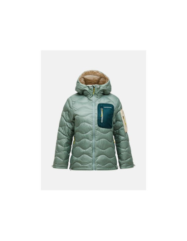 Kurtka damska puchowa peak performance w helium utility down hood jacket kolor zielony
