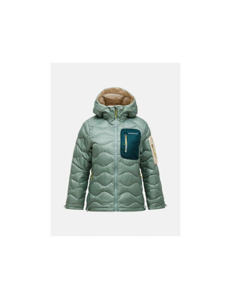 Kurtka damska puchowa peak performance w helium utility down hood jacket kolor zielony
