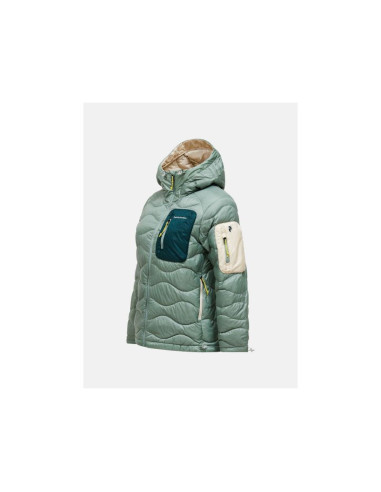 Kurtka damska puchowa peak performance w helium utility down hood jacket kolor zielony