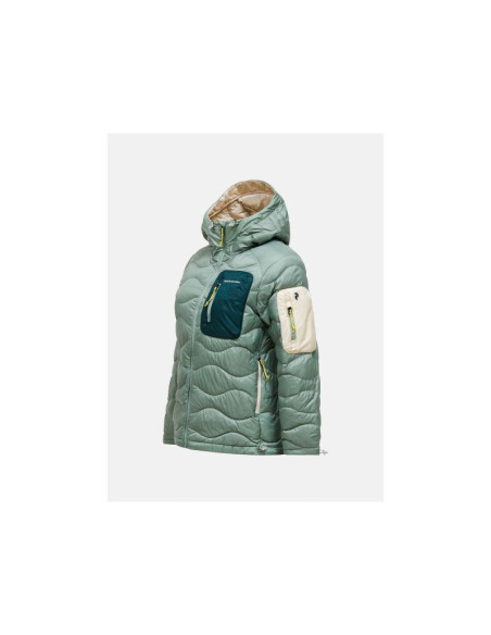 Kurtka damska puchowa peak performance w helium utility down hood jacket kolor zielony