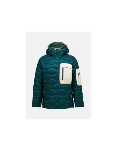 Kurtka puchowa męska peak performance m helium utility down hood jacket kolor zielony