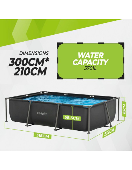 Virtufit prostokątny basen - 300 x 210 cm - z pompą filtrującą
