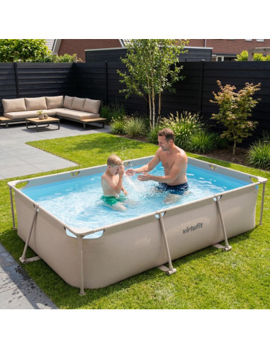 Virtufit prostokątny basen 300 x 210 cm z pompą filtrującą beżowy