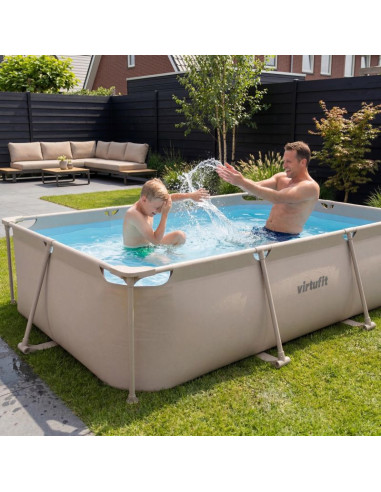 Virtufit prostokątny basen 300 x 210 cm z pompą filtrującą beżowy