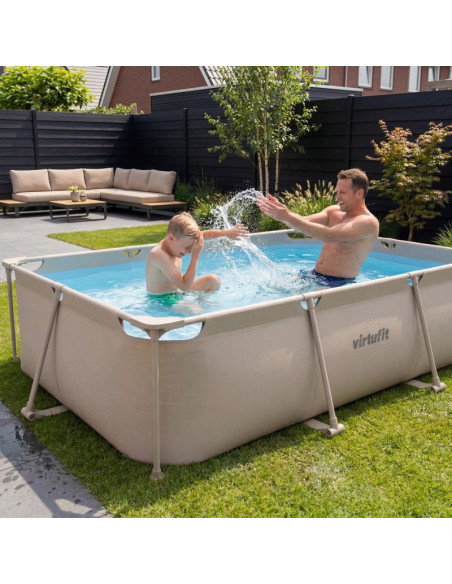Virtufit prostokątny basen 300 x 210 cm z pompą filtrującą beżowy
