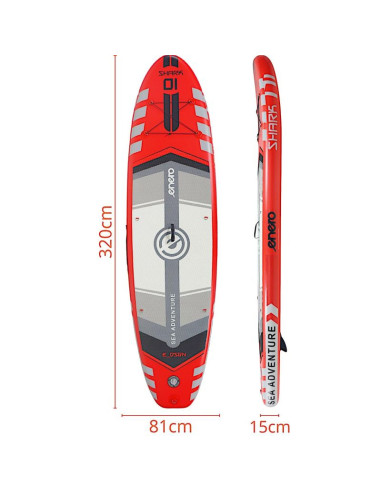 Zestaw - deska sup 150kg dmuchana enero 320x81x15cm shark