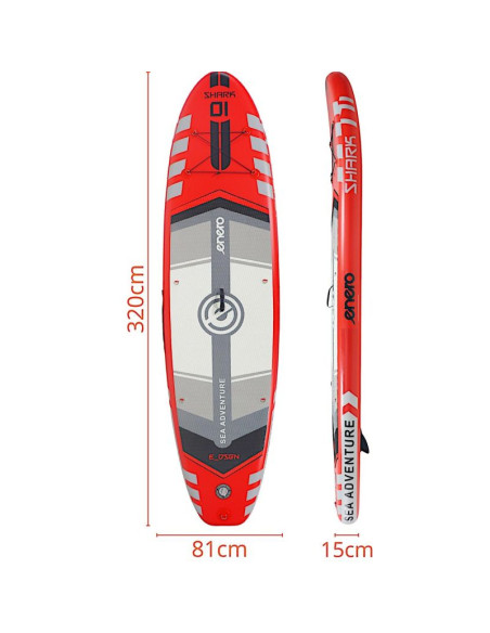 Zestaw - deska sup 150kg dmuchana enero 320x81x15cm shark