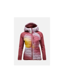 Kurtka damska puchowa peak performance w helium aop down hybrid hood kolor multikolor
