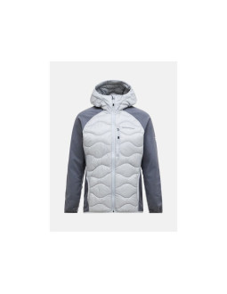 Kurtka puchowa męska peak performance m helium down hybrid hood kolor szary