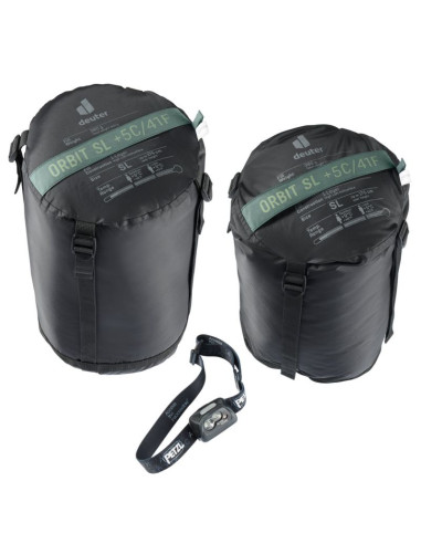 Deuter orbit sl +5c/41f dorosły śpiwór typu mumia tkanina, polietylenosulfon (pes), ripstop zielony
