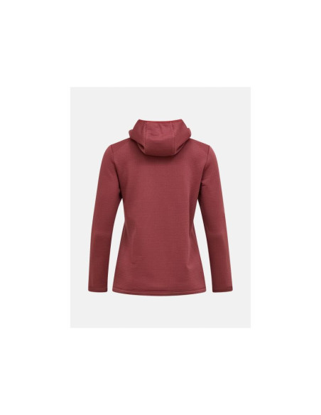 Bluza damska peak performance w trail polartec power grid zip hood kolor czerwony