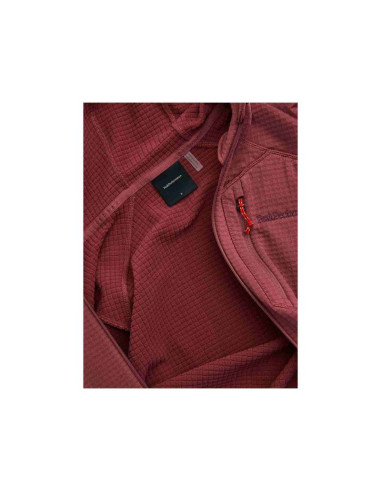 Bluza damska peak performance w trail polartec power grid zip hood kolor czerwony