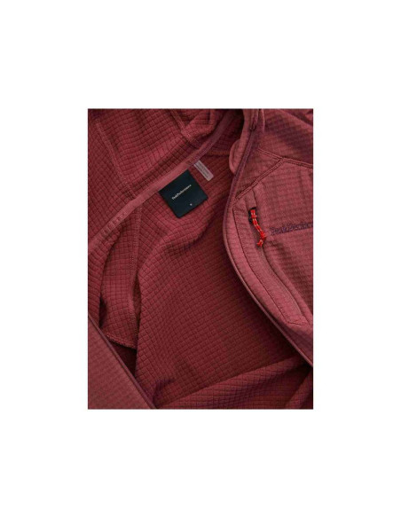 Bluza damska peak performance w trail polartec power grid zip hood kolor czerwony