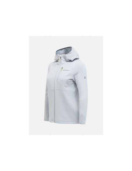 Bluza damska peak performance w trail polartec power grid zip hood kolor szary